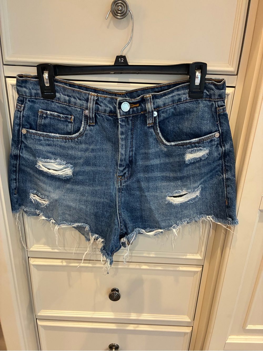 Blank NYC Frayed Distressed Blue Denim Shorts Size 28